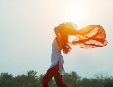 Happy woman who is free from stress and anxiety